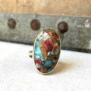 Sterling Turquoise Spiny Oyster Ring